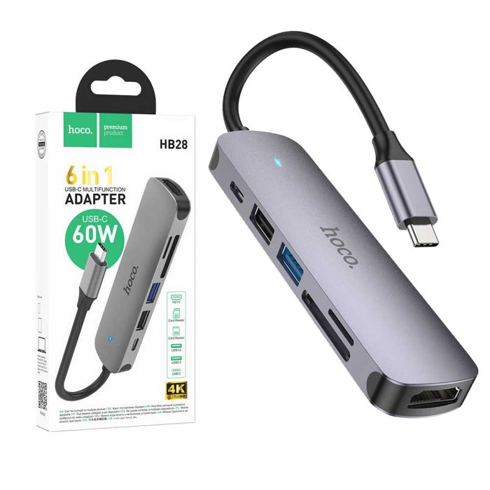 Hoco HB28 6-in-1 Multifunction USB Type-C Hub Price In BD